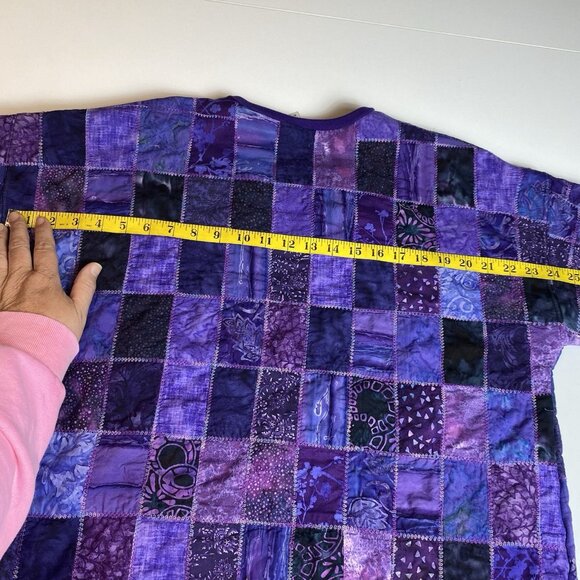 Purple Patchwork Womens Quilted Jacket Cottage Granny Core Peasant Handmade XL - Picture 10 of 10
